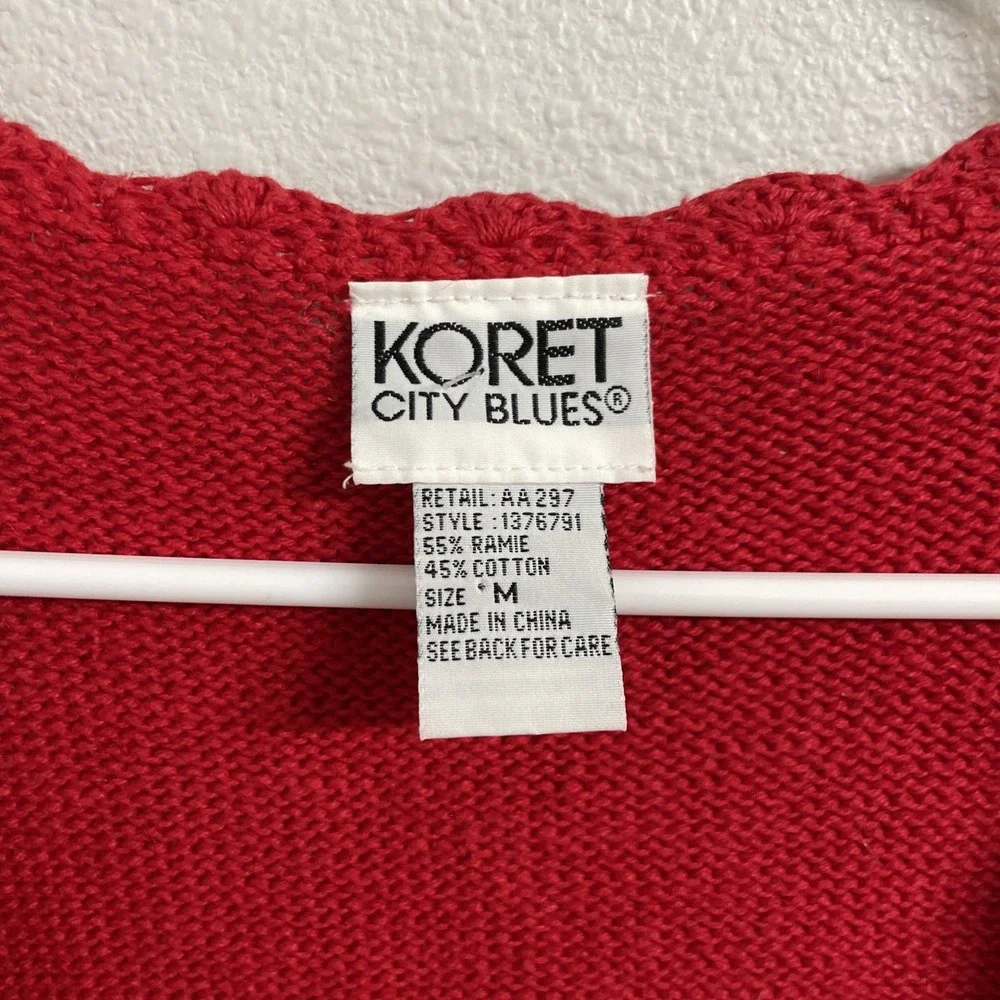 Vintage Koret City Blues Red Ribbon Knit Sweater‎ Vest Cottagecore Women's M